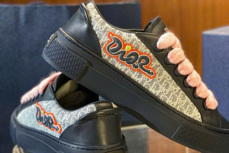 Giày Dior And Kaws B33 Navy Blue Calfskin Xanh