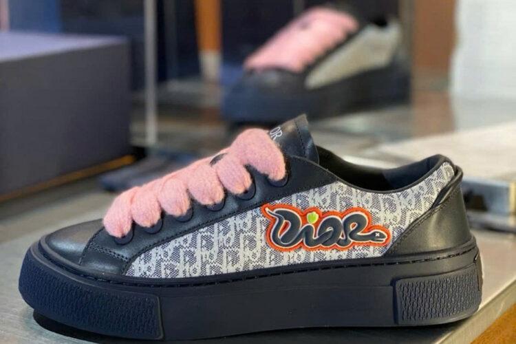 Giày Dior And Kaws B33 Navy Blue Calfskin Xanh