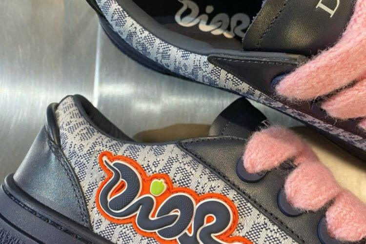 Giày Dior And Kaws B33 Navy Blue Calfskin Xanh