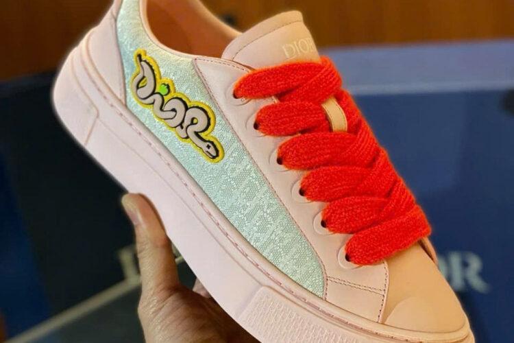Giày Dior And Kaws B33 Pink Gray Calfskin Hồng Xám