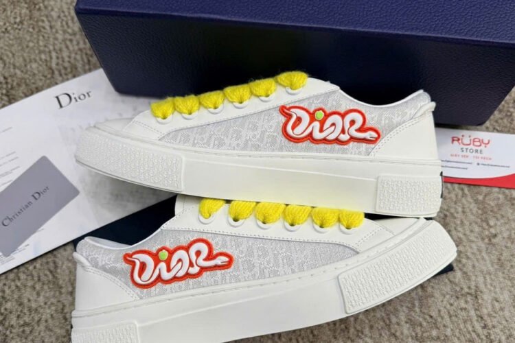 Giày Dior And Kaws B33 White Gray Calfskin Trắng Xám