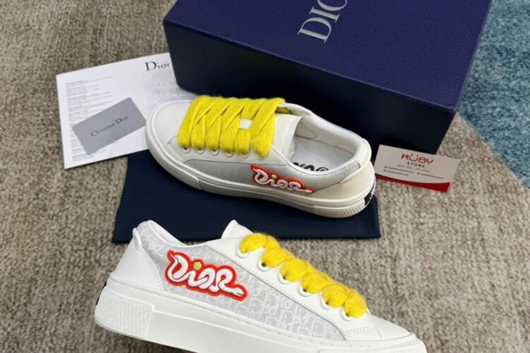 Giày Dior And Kaws B33 White Gray Calfskin Trắng Xám