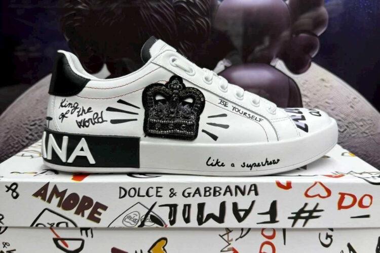Giày Dolce & Gabbana Portofino Sneaker White Black Crown