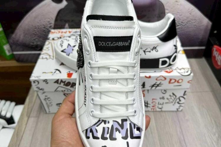 Giày Dolce & Gabbana Portofino Sneaker White Black Crown