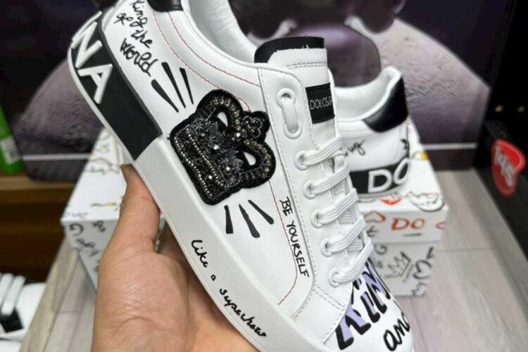 Giày Dolce & Gabbana Portofino Sneaker White Black Crown