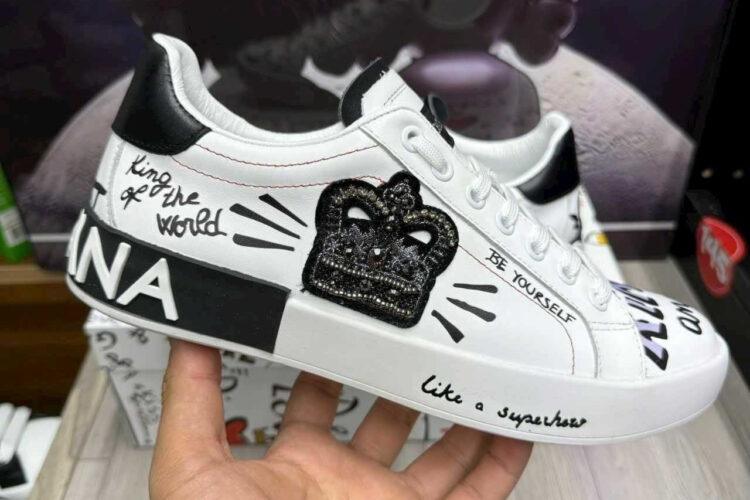 Giày Dolce & Gabbana Portofino Sneaker White Black Crown
