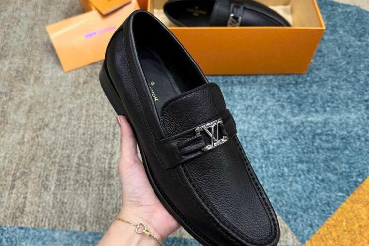 Giày Lười LV Major Loafer Black Grained Calfskin SHW Màu đen