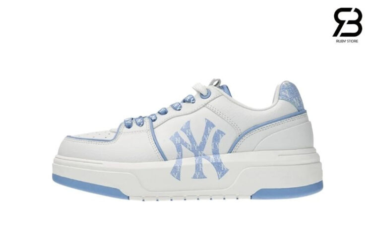 Giày MLB Chunky Liner Denim Monogram Trắng Xanh Dương Nhạt