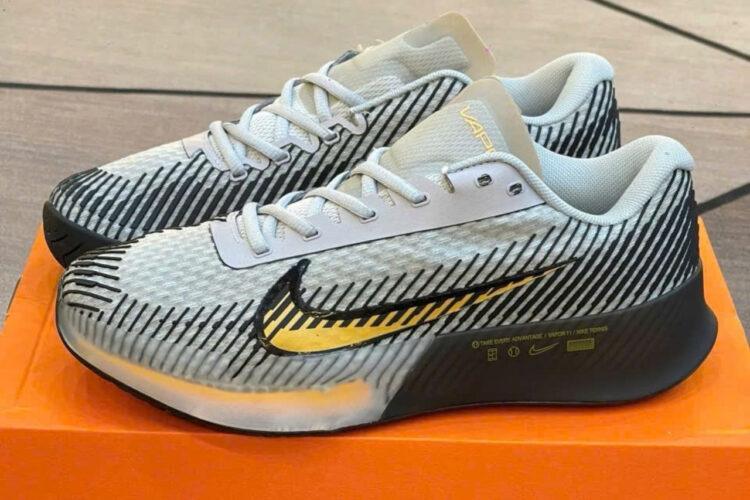 Giày Nike Court Air Zoom Vapor 11 Clay Wolf Grey Laser Orange Xám Vàng