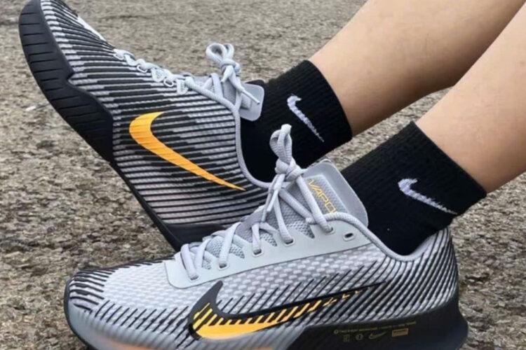 Giày Nike Court Air Zoom Vapor 11 Clay Wolf Grey Laser Orange Xám Vàng