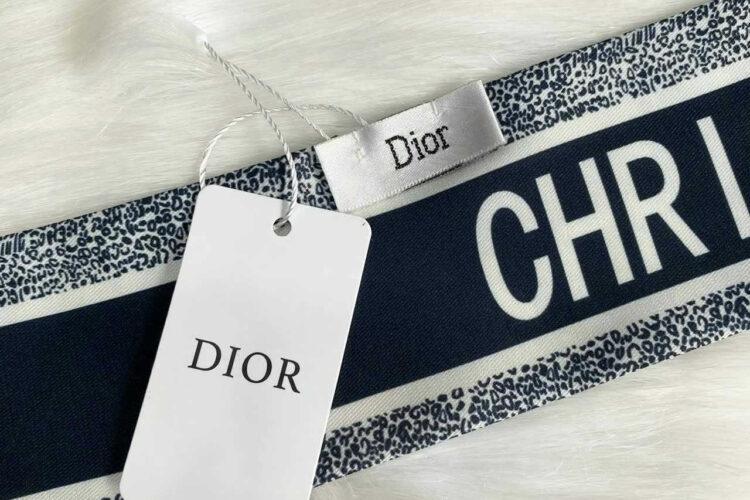 Khăn Dior Toile de Jouy Sauvage Mitzah Scarf Ivory and Navy Blue Silk Twill