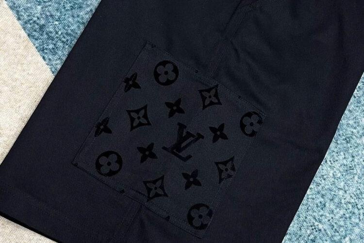 Quần Short LV Flocked Cotton Cargo 1AFQXO Màu đen