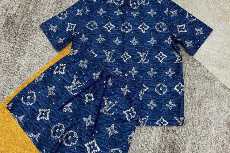 Quần Short LV Printed Monogram Swim Shorts Blue Ocean