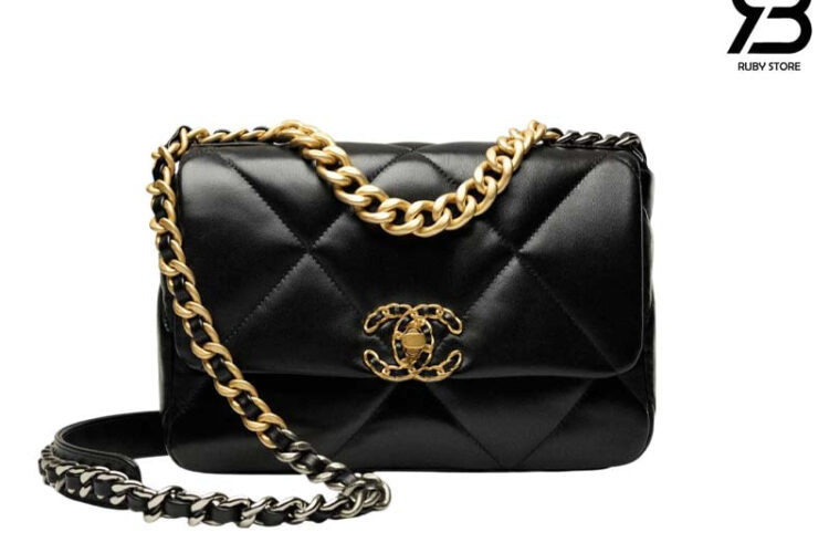 Túi CN 19 Flap Bag Black Lambskin 26CM Màu đen