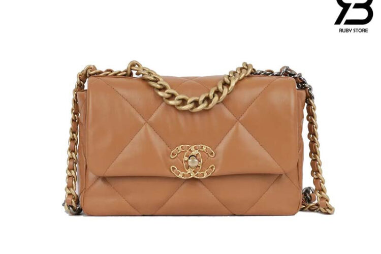Túi CN 19 Flap Bag Caramel Lambskin Màu Nâu Da Cừu 26CM