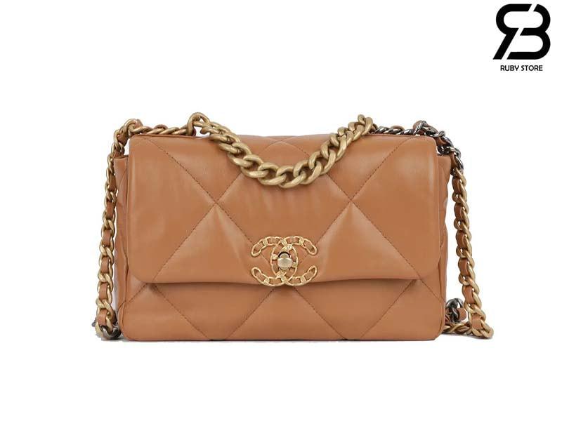 Túi CN 19 Flap Bag Caramel Lambskin Màu Nâu Da Cừu 26CM