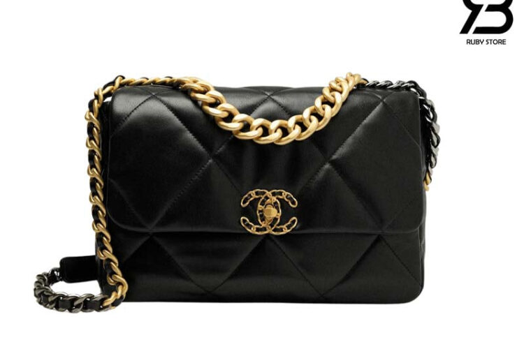 Túi CN 19 Flap Bag Large Black Lambskin GHW 30CM Màu đen
