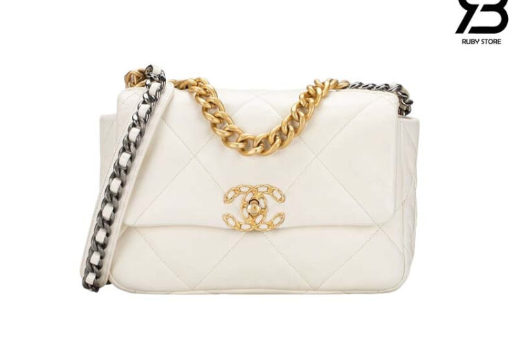 Túi CN 19 Flap Bag White Lambskin 26CM Màu Trắng