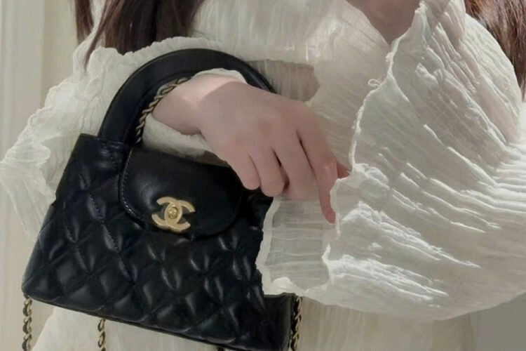 Túi CN 2023 Mini Shopping Kelly Black Calfskin 19CM Màu đen