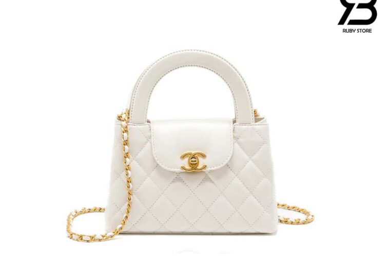 Túi CN 2023 Mini Shopping Kelly White Calfskin Màu Trắng 19CM
