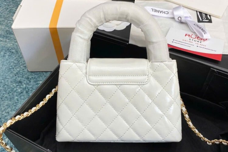 Túi CN 2023 Mini Shopping Kelly White Calfskin Màu Trắng 19CM