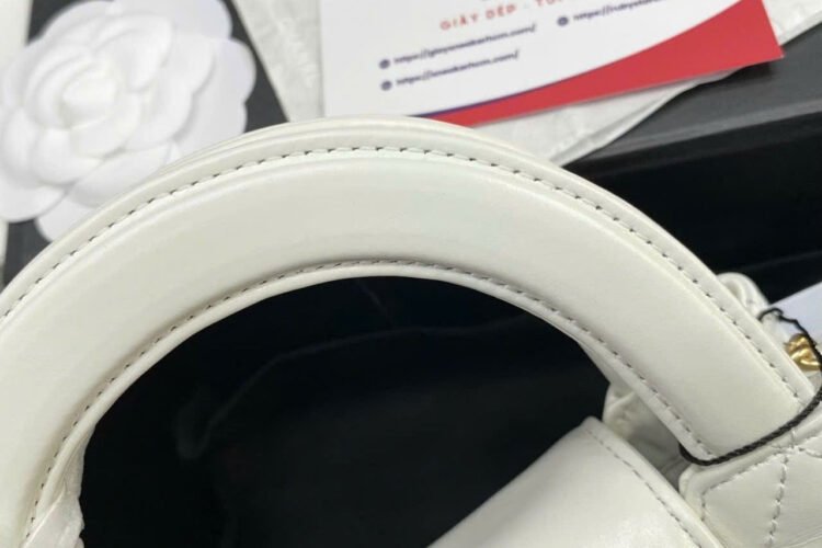 Túi CN 2023 Mini Shopping Kelly White Calfskin Màu Trắng 19CM