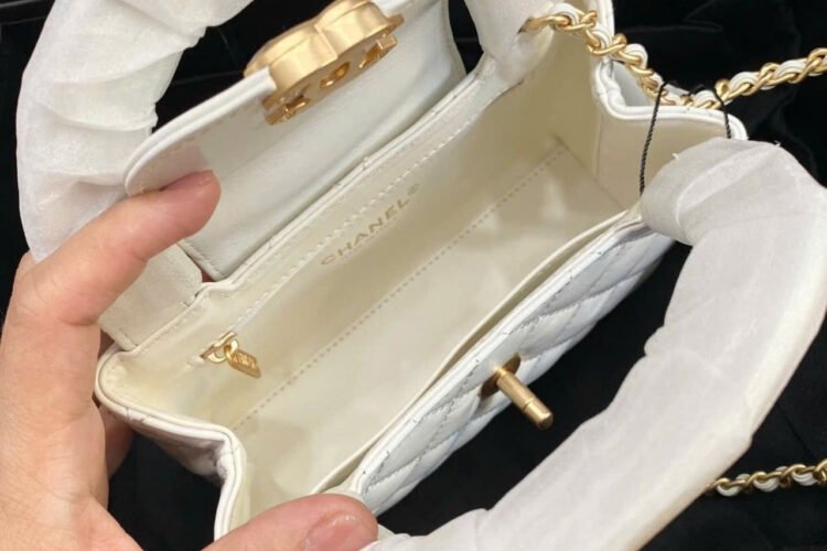 Túi CN 2023 Mini Shopping Kelly White Calfskin Màu Trắng 19CM