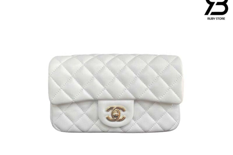 Túi CN 23C Ball Crush Mini Flap Bag White Lambskin 20CM Trắng