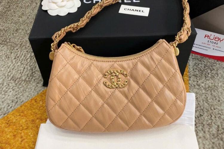 Túi CN 23K 19 Logo Mini Hobo Beige Calfskin 20CM Màu Be