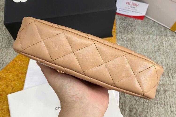 Túi CN 23K 19 Logo Mini Hobo Beige Calfskin 20CM Màu Be