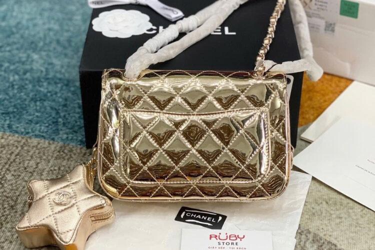 Túi CN 24C Mini Flap Bag With Star Coin Purse Gold 19CM Vàng
