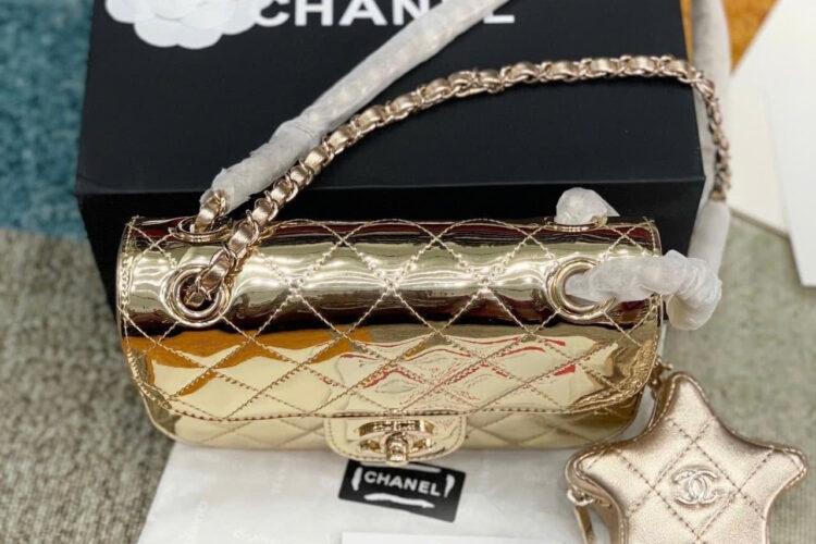 Túi CN 24C Mini Flap Bag With Star Coin Purse Gold 19CM Vàng