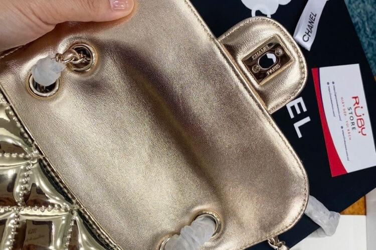 Túi CN 24C Mini Flap Bag With Star Coin Purse Gold 19CM Vàng