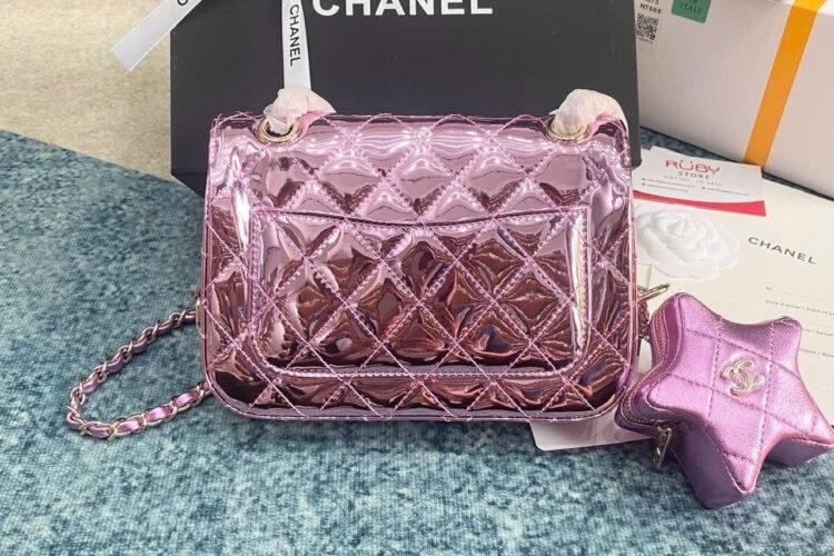 Túi CN 24C Mini Flap Bag With Star Coin Purse Pink 19CM Hồng