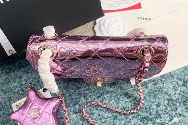 Túi CN 24C Mini Flap Bag With Star Coin Purse Pink 19CM Hồng