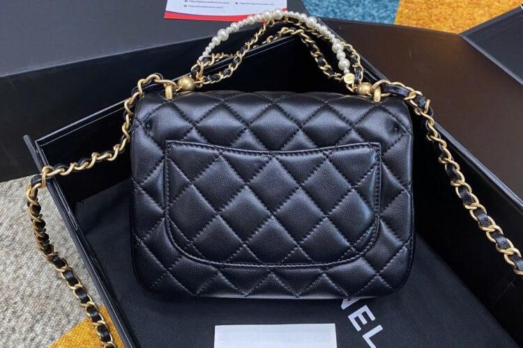 Túi CN 24P Mini Flap Bag Black Lambskin GHW 17CM Màu đen