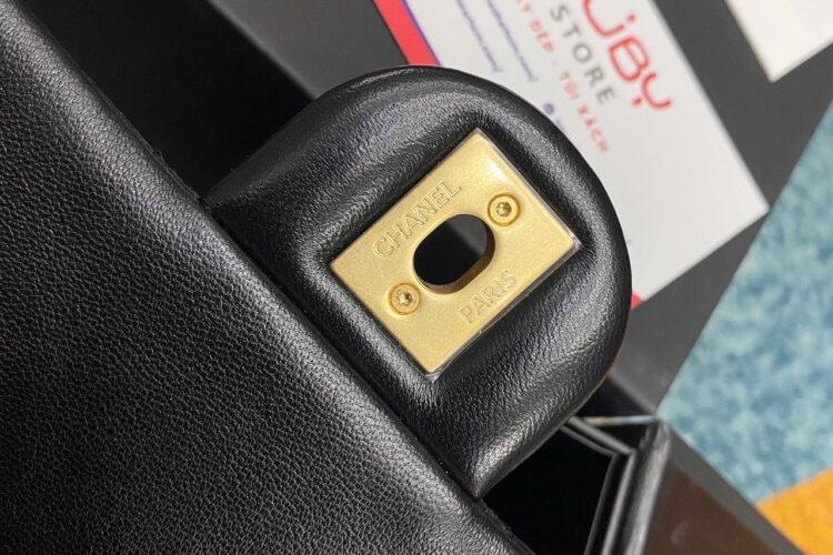 Túi CN 24P Mini Flap Bag Black Lambskin GHW 17CM Màu đen