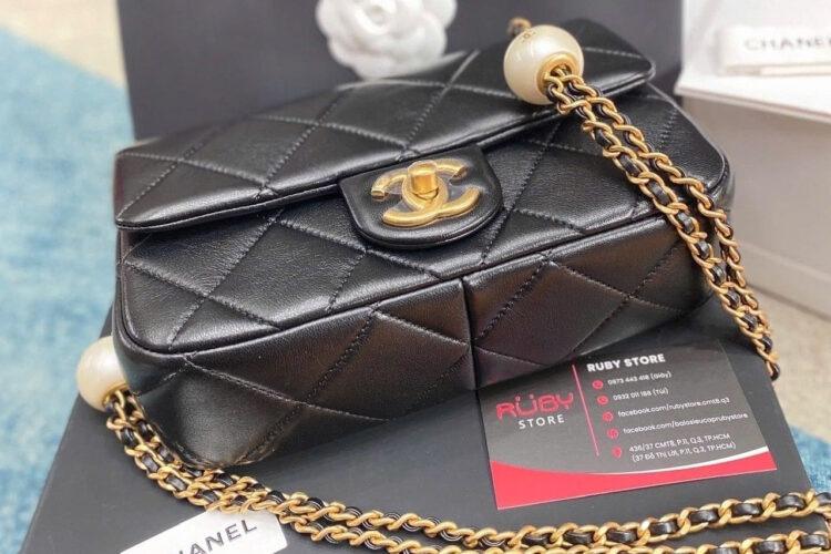 Túi CN 24S Small Flap Bag Black Lambskin GHW 20.5CM đen Da cừu