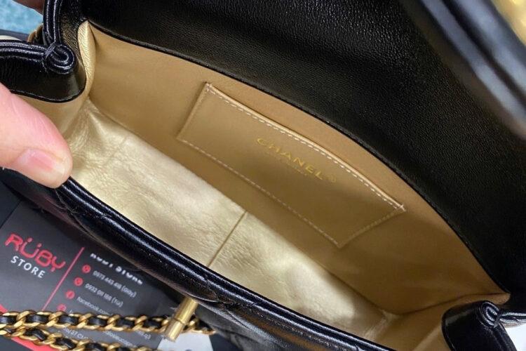 Túi CN 24S Small Flap Bag Black Lambskin GHW 20.5CM đen Da cừu