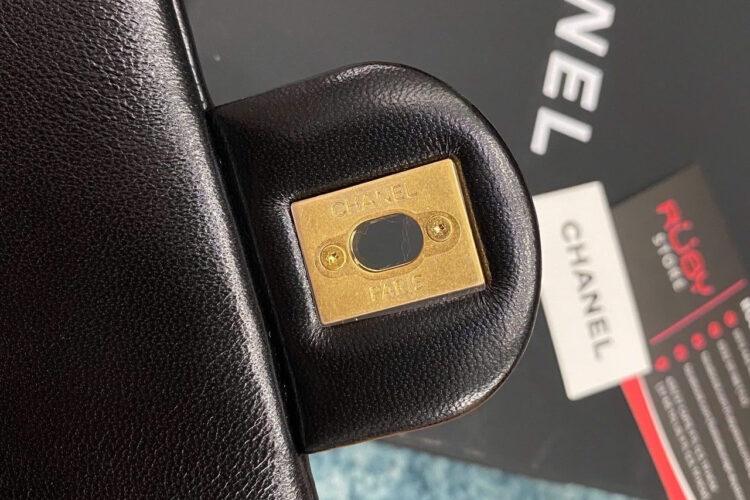 Túi CN 24S Small Flap Bag Black Lambskin GHW 20.5CM đen Da cừu