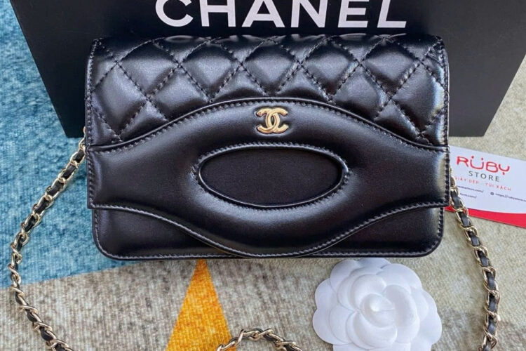 Túi CN 31 Wallet On Chain Black Lambskin 19CM Màu đen