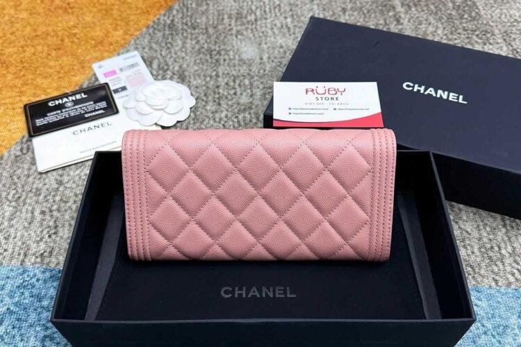 Túi CN Boy Long Flap Wallet Pink Caviar GHW Màu Hồng