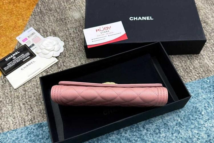 Túi CN Boy Long Flap Wallet Pink Caviar GHW Màu Hồng