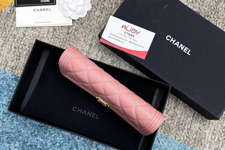 Túi CN Boy Long Flap Wallet Pink Caviar GHW Màu Hồng