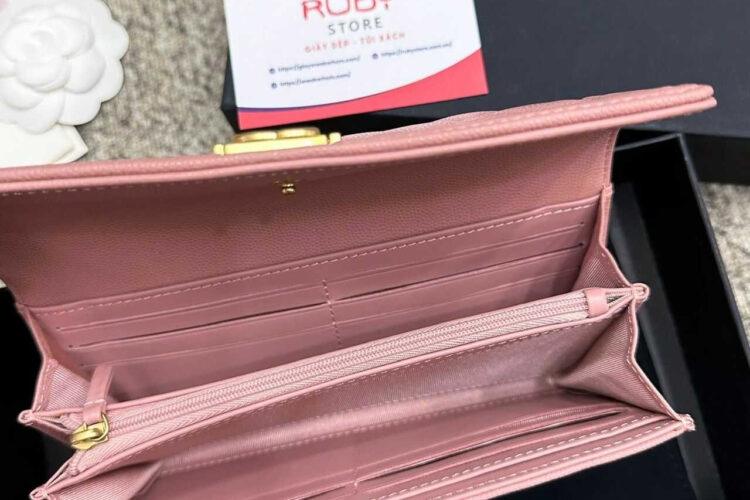 Túi CN Boy Long Flap Wallet Pink Caviar GHW Màu Hồng