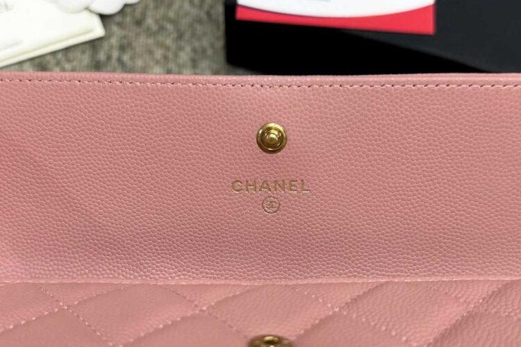Túi CN Boy Long Flap Wallet Pink Caviar GHW Màu Hồng