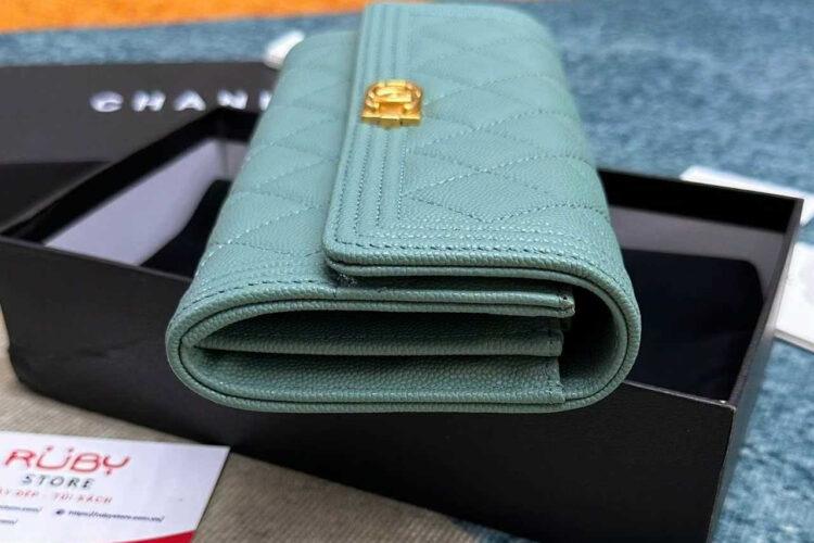 Túi CN Boy Long Flap Wallet Tiffany Blue Caviar GHW Xanh Dương