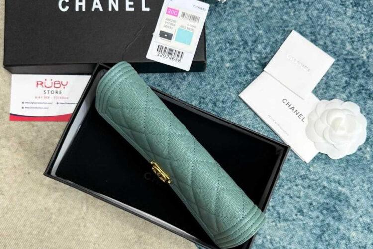 Túi CN Boy Long Flap Wallet Tiffany Blue Caviar GHW Xanh Dương
