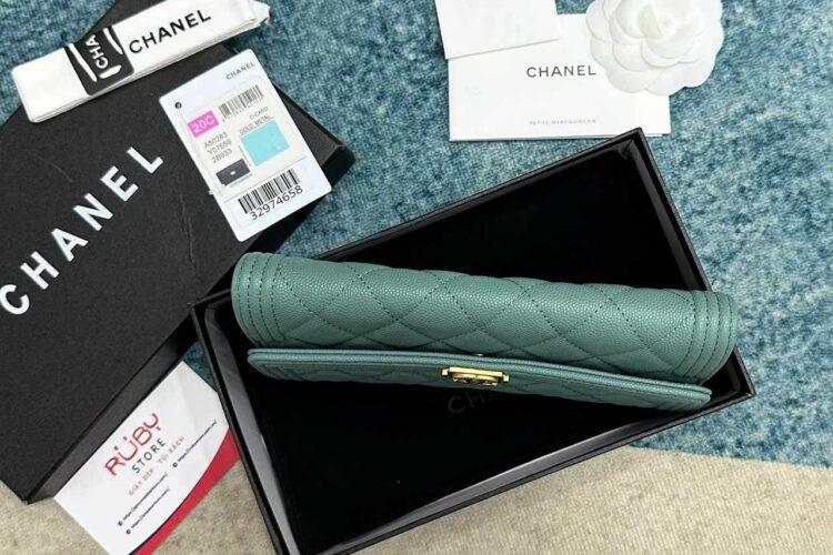 Túi CN Boy Long Flap Wallet Tiffany Blue Caviar GHW Xanh Dương