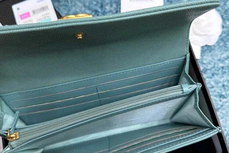 Túi CN Boy Long Flap Wallet Tiffany Blue Caviar GHW Xanh Dương